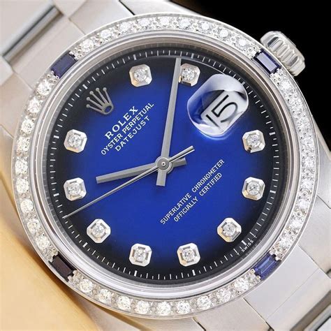 blue rolex diamond watch|rolex blue vignette diamond dial.